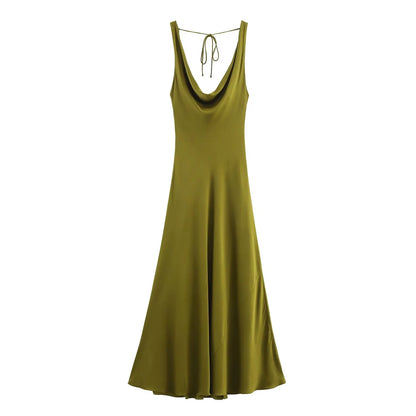 vestido con volantes Casual ajustado sin mangas Midi