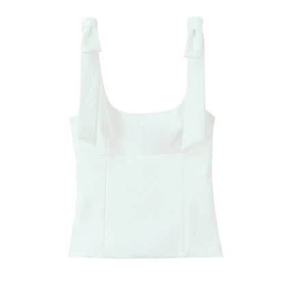 Tops verano Sexy sin mangas arco cuello cuadrado