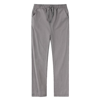 Pantalones de lino y algodón color solido