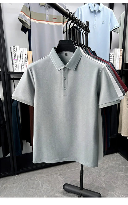 Polo de 76% algodón para hombre: tela texturizada transpirable