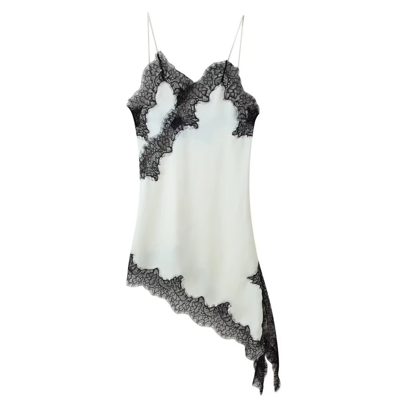 Vestido camisola con paneles de encaje