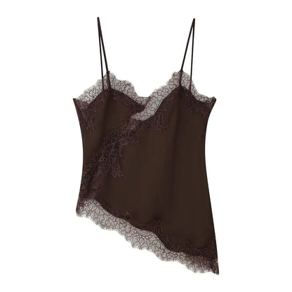 Lace-paneled camisole tops