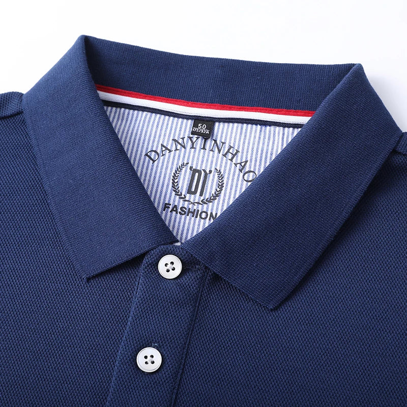 Polo de manga larga de algodón de seda