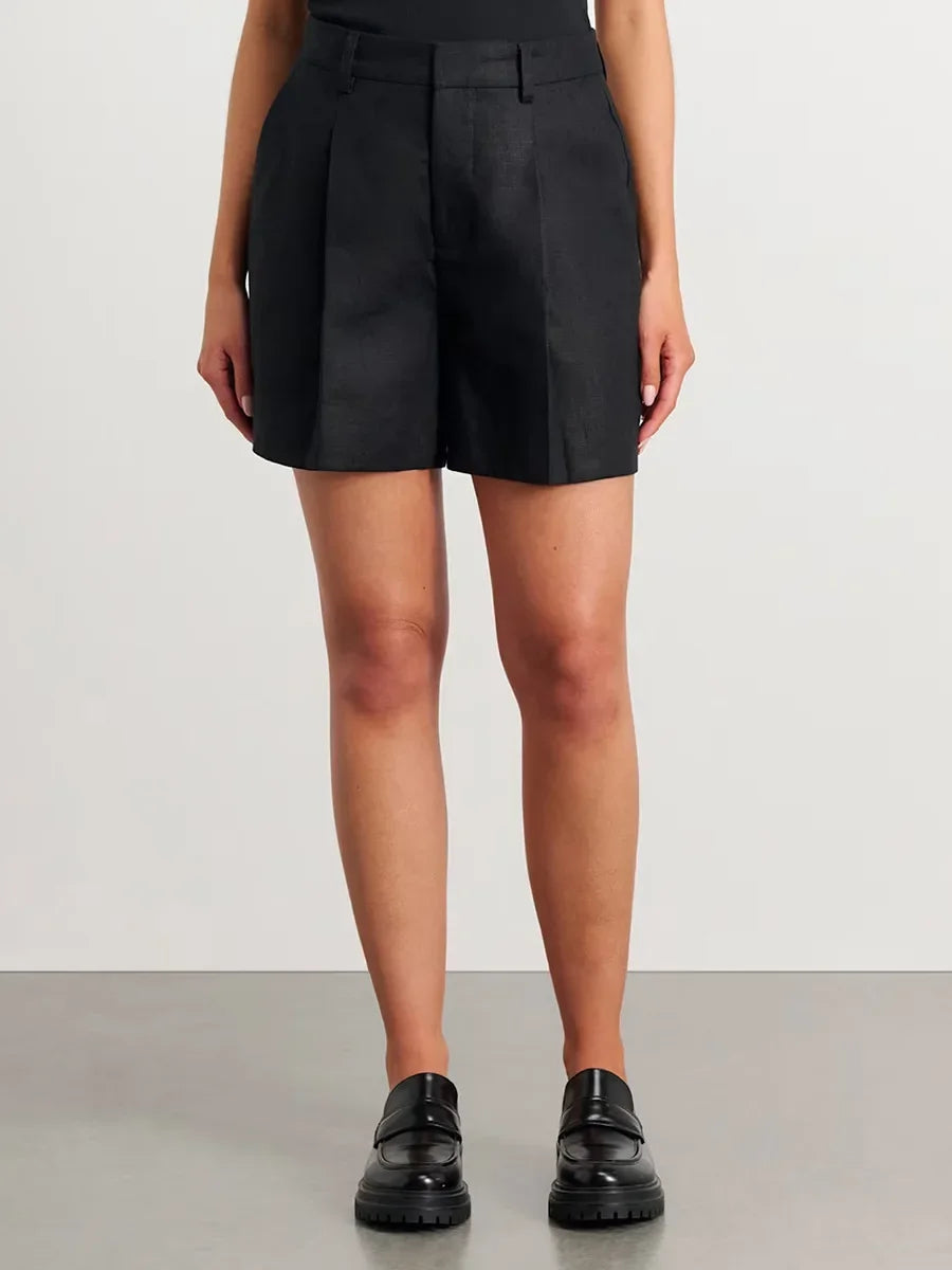 Conjunto de pantalones cortos y chaleco informal elegante de lino
