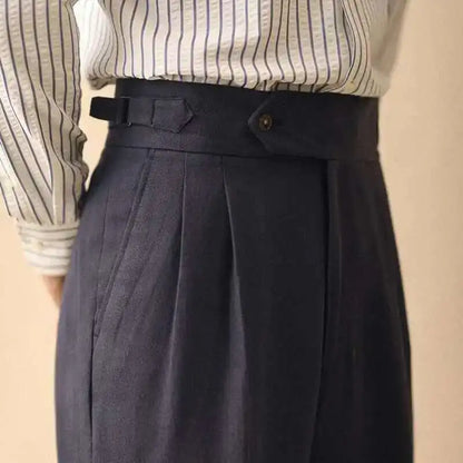 Pantalón de negocios con hebilla de París, drapeado