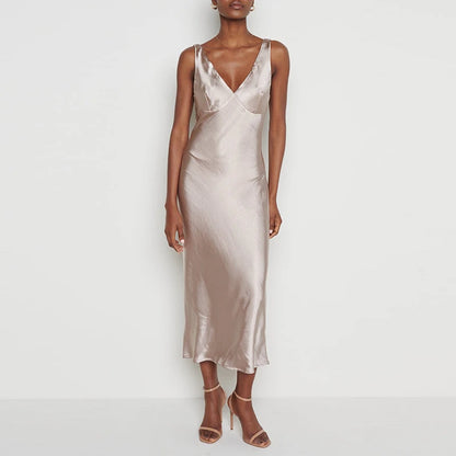 Vestido satinado largo