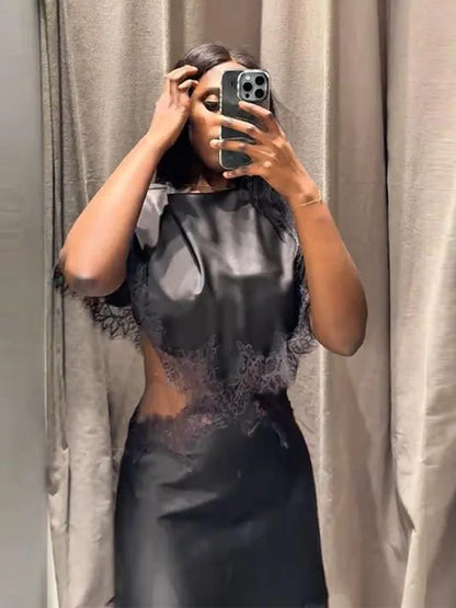 Vestido Sexy de retazos de encaje
