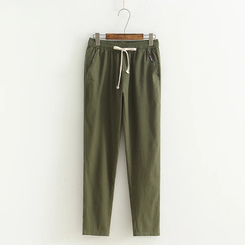 Pantalones casuales de lino  hasta el tobillo
