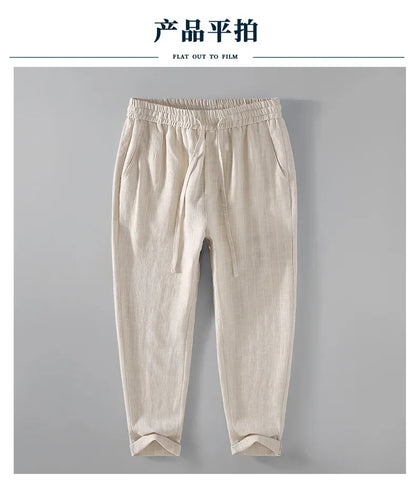 Pantalones de Lino y Algodón Transpirables  Estilo Casual