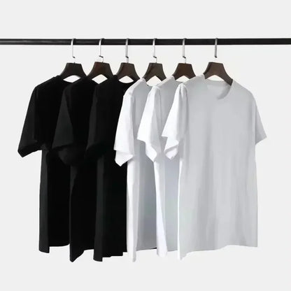 Camiseta de algodón de manga corta con cuello redondo