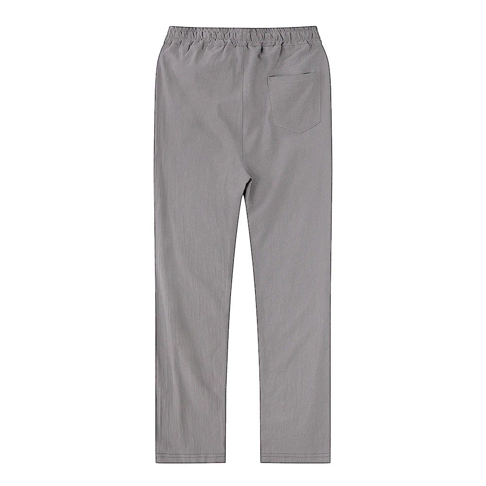 Pantalones de lino y algodón color solido