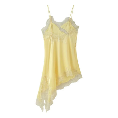 Vestido camisola con paneles de encaje