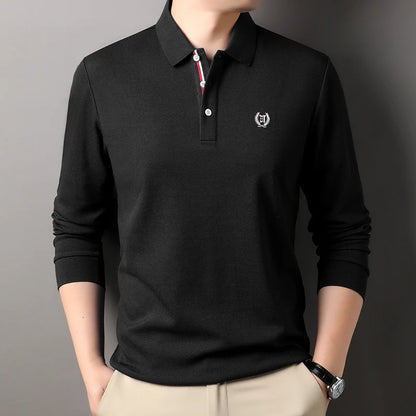 Polo de manga larga de algodón de seda