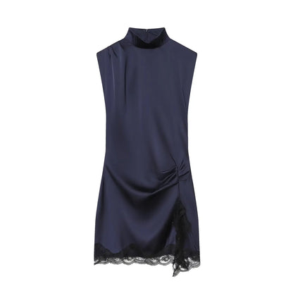 satin dress, back zipper hem