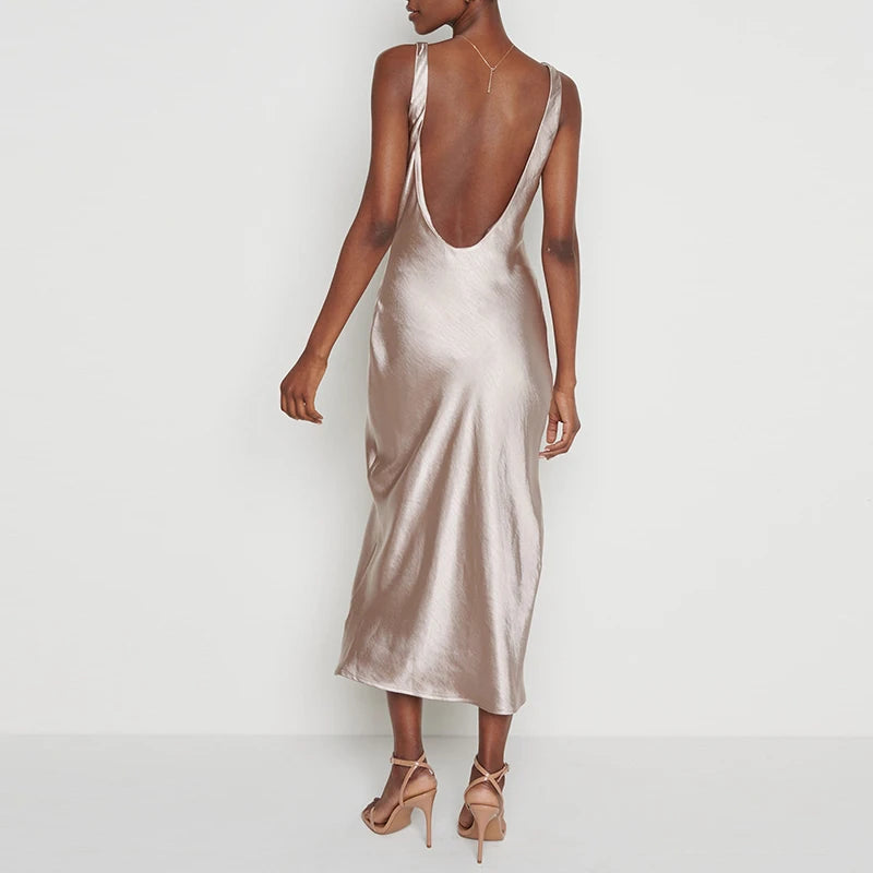 Vestido satinado largo