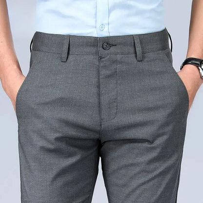 Pantalones de lino rectos, de sastrería Social, tela de negocios, antiarrugas