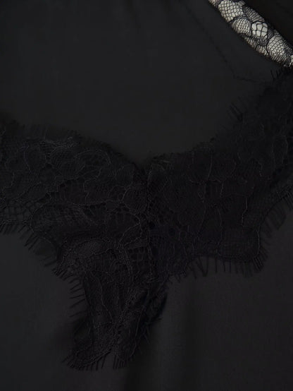 Vestido camisola con paneles de encaje