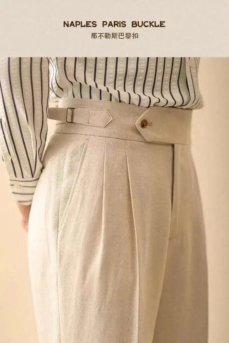 Pantalón de negocios con hebilla de París, drapeado
