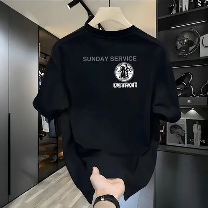Camiseta Estampada de Estilo Americano 100% Algodón Puro