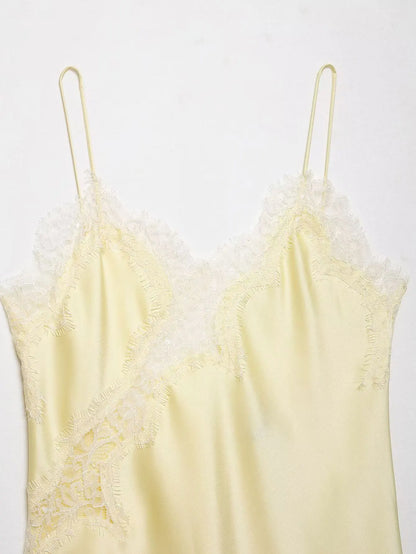 Lace-paneled camisole tops