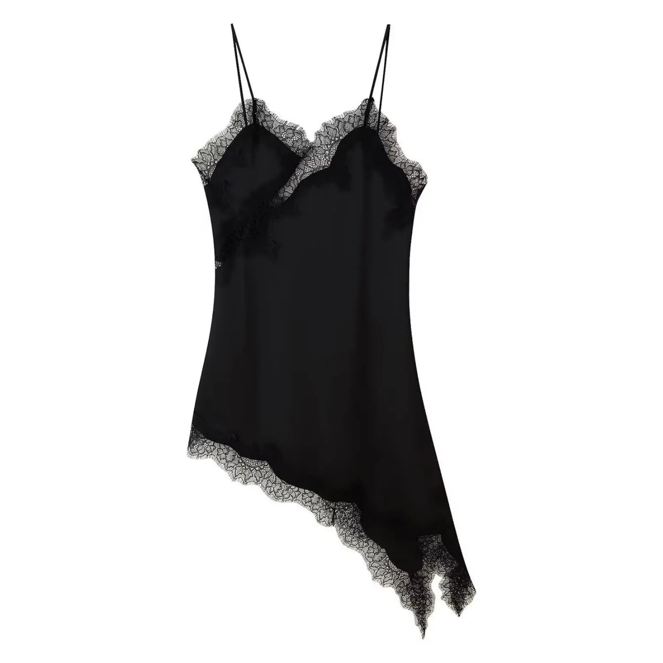 Vestido camisola con paneles de encaje