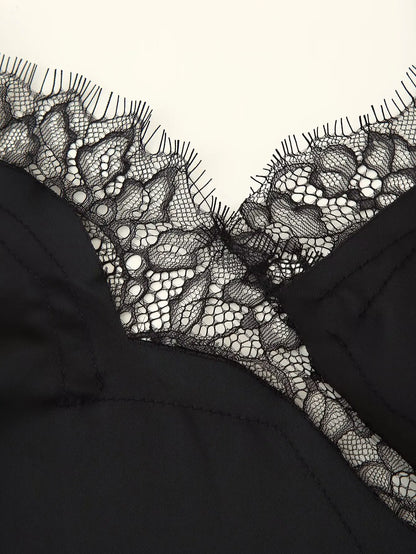 Vestido camisola con paneles de encaje