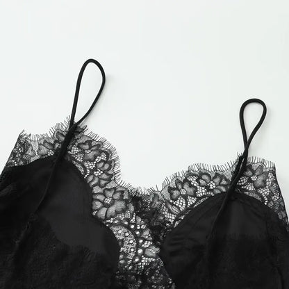 Tops mujeres encaje Trim volantes dobladillo asimétrico