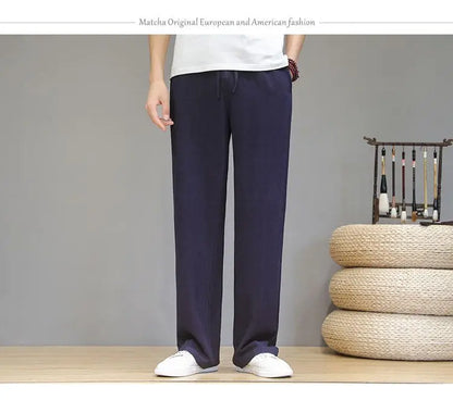 Pantalones de Lino para  Corte Recto, Cintura Elástica
