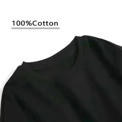 Camiseta de algodón de manga corta con cuello redondo