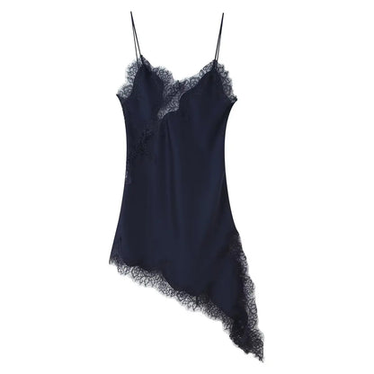 Vestido camisola con paneles de encaje