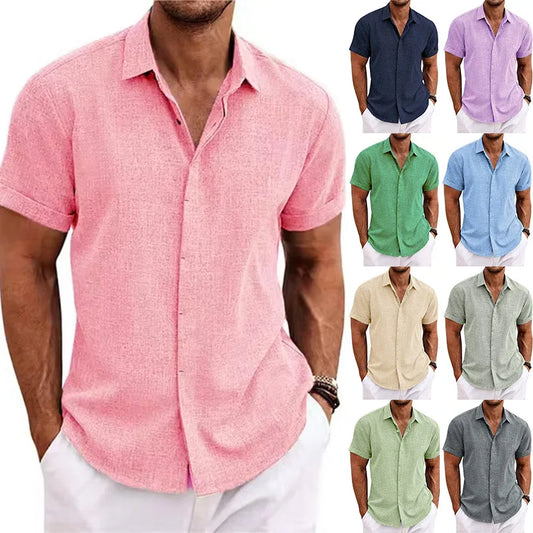 Camisa de manga corta de lino y algodón