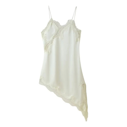 Vestido camisola con paneles de encaje
