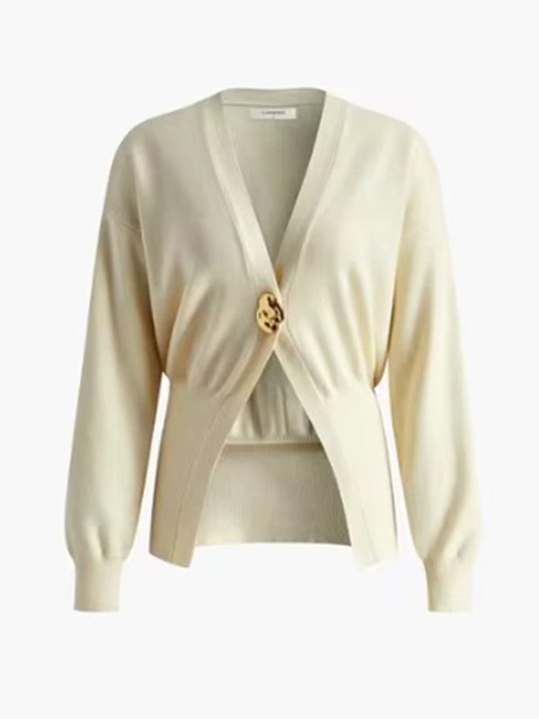 V-neck button-down cardigan